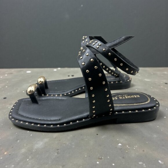 Kenneth Cole Ravenn Black Faux Leather Studded Sandal - Size 9 Med - Picture 8 of 14